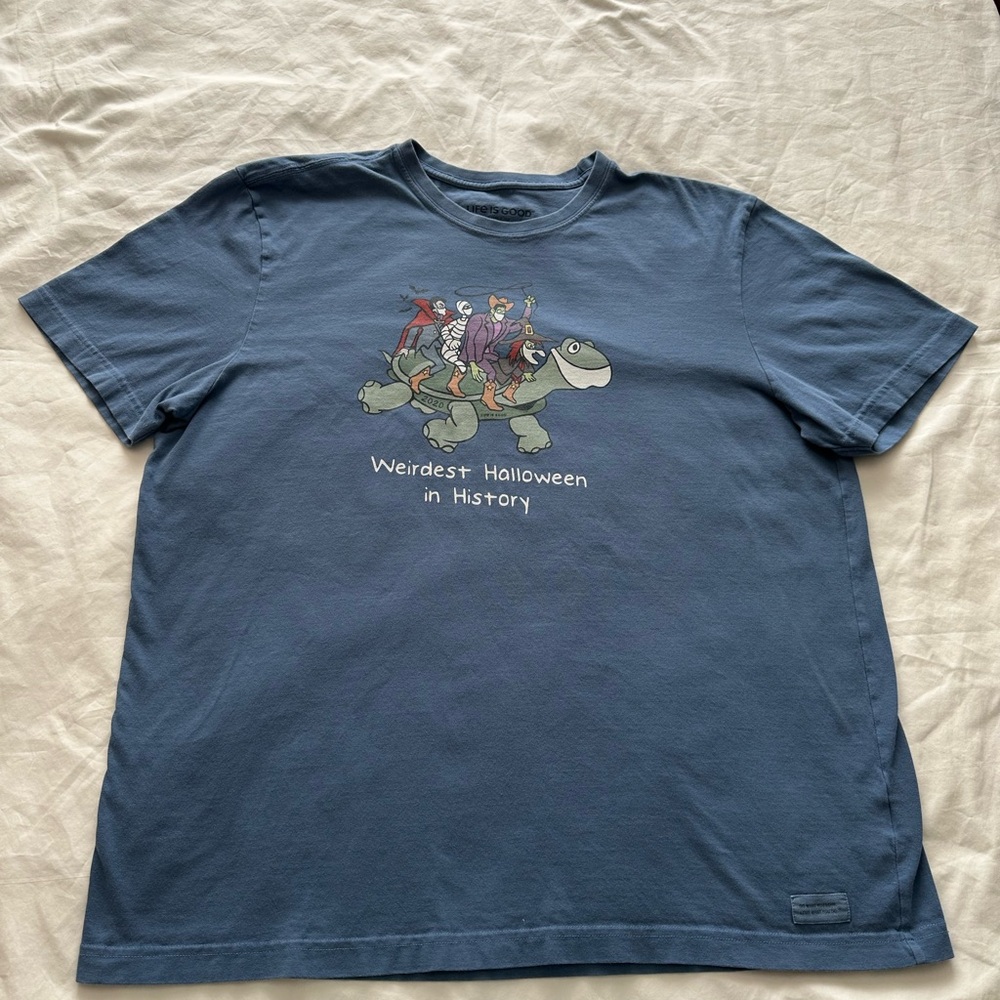Life Is Good Blue Halloween Graphic Tee Size XL